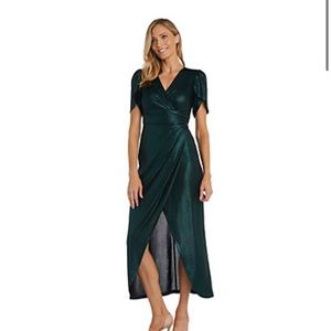 Faux Wrap Shimmer Dress